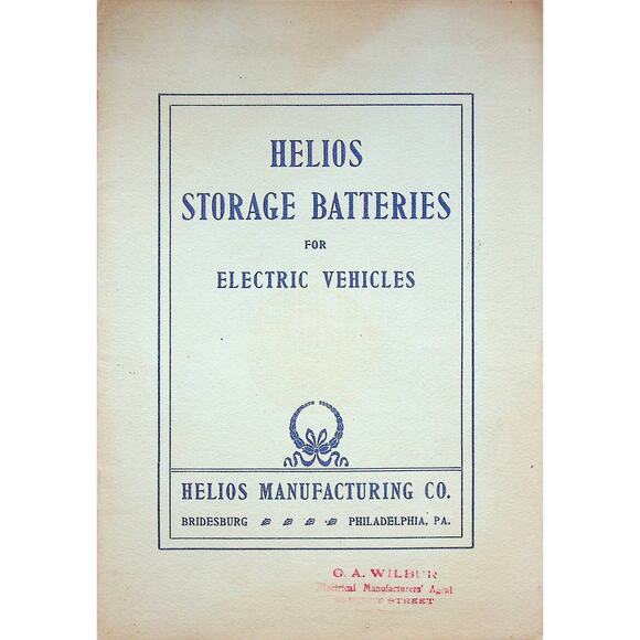 Original 1905 Helios Storage Batteries Electric Vehicles Manufacturing Booklet - Picture 1 of 6